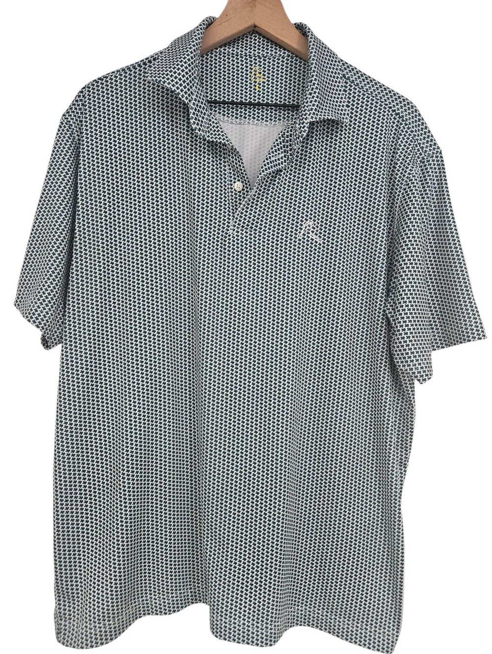 Rhoback Green Texas Pattern Don't Mess With Texas Golf Short Sleeve Polo Shirt